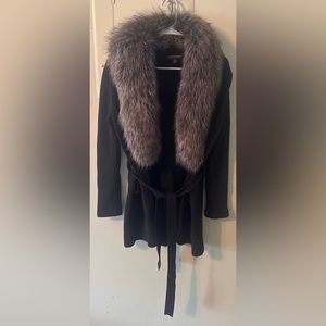 Banana Republic Faux Fur Sweater Cardigan w/Removeable Collar,  Belted S…